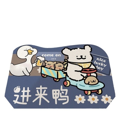 线条小狗入户地垫客厅玄关厨房茶几旁脚垫防滑水晶绒防尘可裁地毯