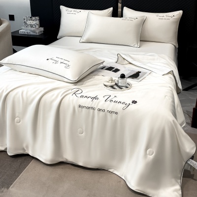 绣花款夏季轻奢水洗天丝凉感空调被四件套可机洗水洗家用夏被礼品