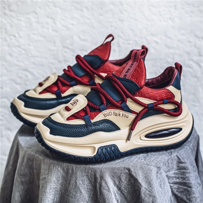 男鞋春季户外跑步耐磨厚底增高运动潮鞋学生校园风百搭网红老爹鞋