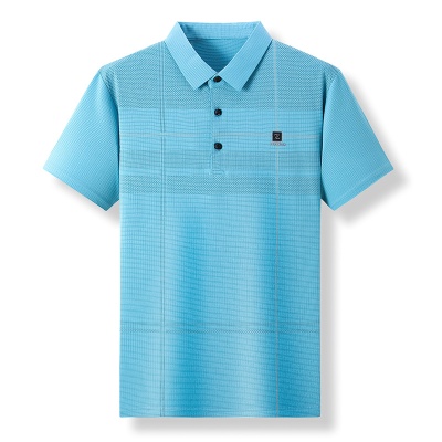 2023新款夏季男士冰丝POLO衫中年商务休闲时尚潮流男装条纹t恤男