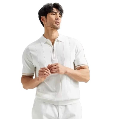 厂家直销翻领短袖polo衫男士潮牌夏季韩版潮流新款百搭针织半拉链