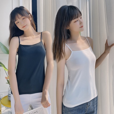 大码吊带背心女打底外穿无袖上衣百搭性感黑白色吊带女夏内搭