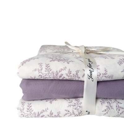 A类全棉有氧双层纱床上四件套纯棉被套床单三件套ins床上用品套件