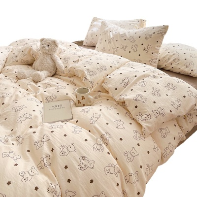 母婴级A类纯棉四件套家用全棉床单被套可水洗宿舍小清新三件套发