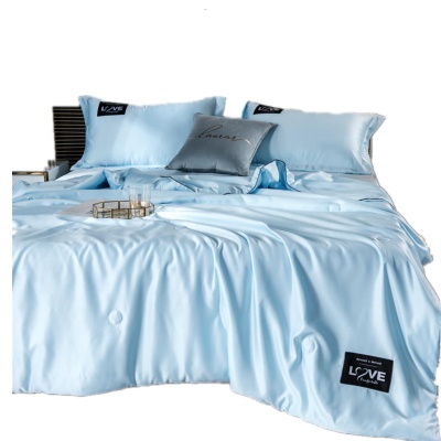 水洗真丝夏凉被三件套夏季裸睡凉感空调被纯色单人双人夏被四件套