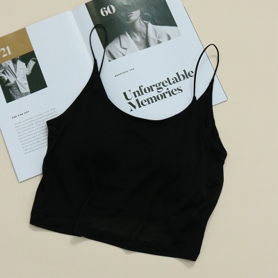 唐格 真丝U型美背内衣防走光抹胸吊带背心双层桑蚕丝光面文胸宽松