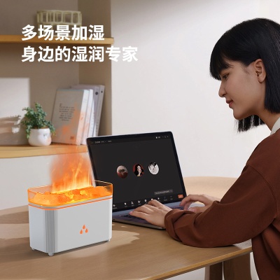 新款七彩盐灯香薰机喜马拉雅水晶岩石氛围灯火焰精油扩香味加湿器