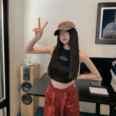 韩版甜辣妹无袖工字内搭小吊带背心女士新款削肩短款外穿别致上衣