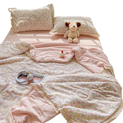 田园风碎花全棉空调夏凉被边四件套柔软水洗双人床单被套三件套