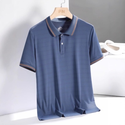 polo衫男装潮牌t恤爸爸装商务绅士冰丝降温T恤中老年休闲薄款男装