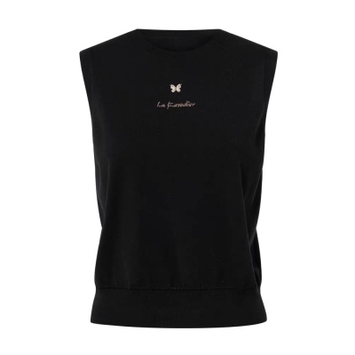 拉珂D专柜同款2025春夏新款女装短款蝴蝶图案时尚针织背心圆领