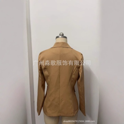 2025欧美时尚跨境新款亚马逊WISH爆款 秋季长袖纯色开衫小西装外