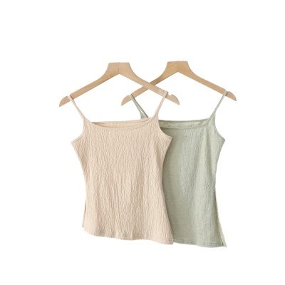 2025春夏竹节皱吊带质感清晰纯欲修身显瘦内搭