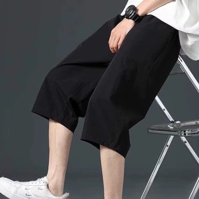 2024新款冰丝短裤男男士季薄款休闲运动外穿宽松速干过膝七分裤男