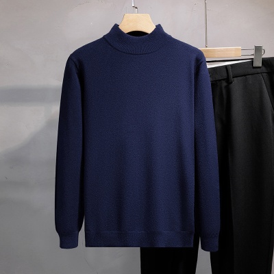 新款2024秋季通勤男毛衫套头长袖时尚都市半高领男式针织衫