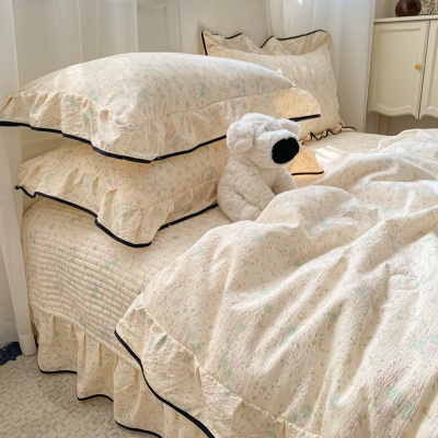 new韩版花边ins夏凉被四件套空调被薄四季通用可机洗不起球